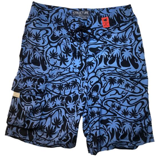 eBay: Structure Men's Blue Swim Trunks Size Small - Tropical Print - Picture 1 of 16
